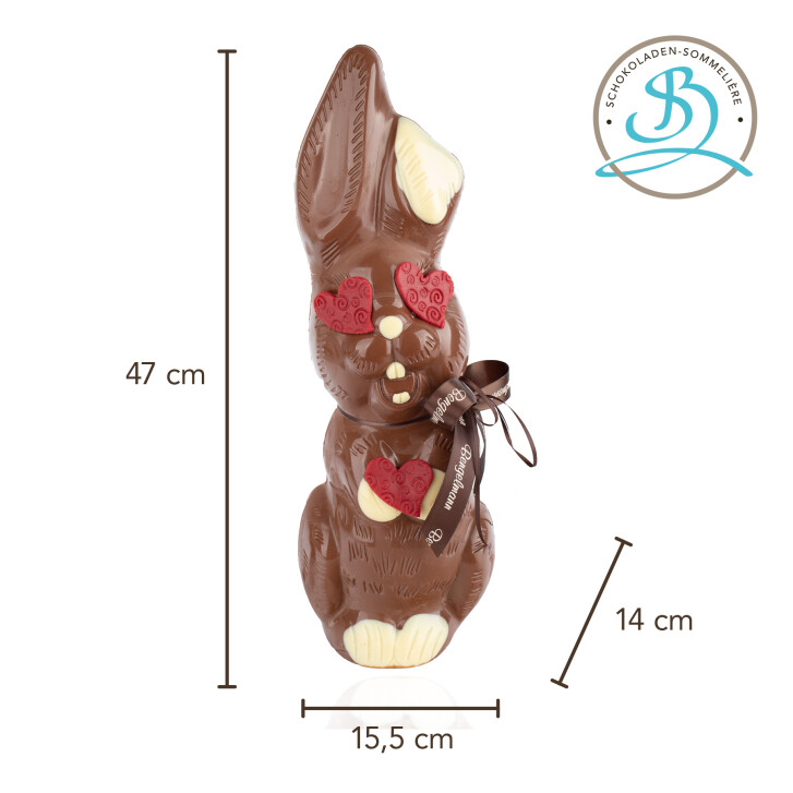 XL Schokohase "Lachhase Love" aus Vollmilch Schokolade