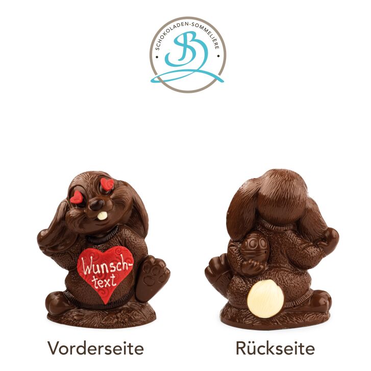 Schlappohr-Hase Love personalisiert aus Vollmilch Schokolade